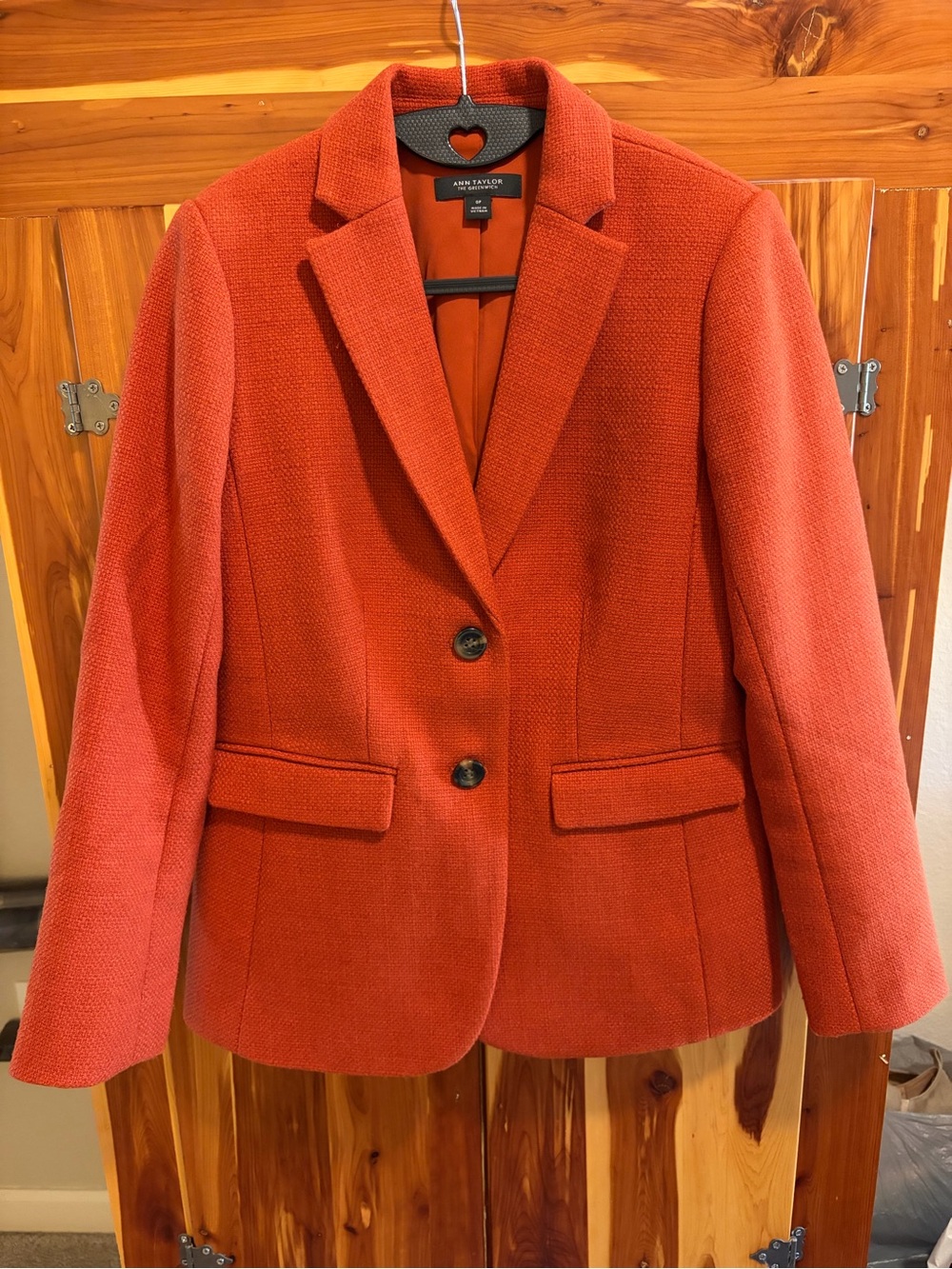 Ann Taylor The Brunswick Blazer Rust Orange Textured Knit Jacket Size 0P